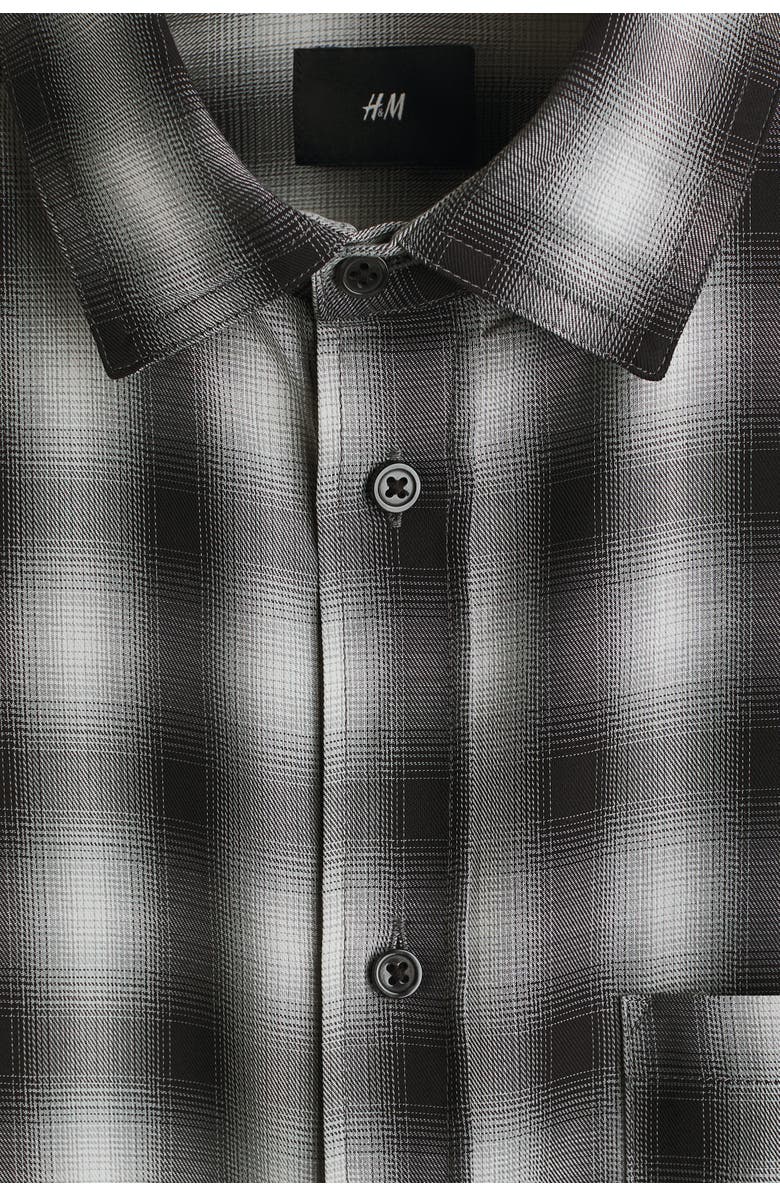 H&M Relaxed Fit Shirt, Alternate, color, Dark Gray/Checked
