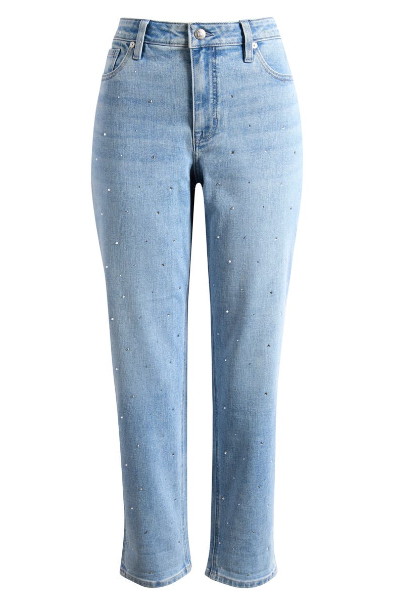 Tommy Bahama Sparkle Rhinestone Cuffed Ankle Slim Boyfriend Jeans, Main, color, Venice Sky Wash
