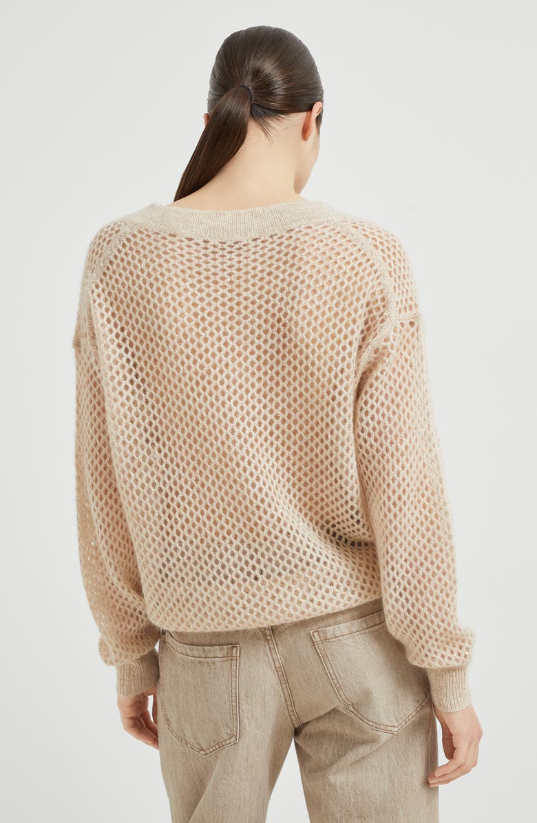 Brunello Cucinelli Dazzling Mesh sweater, Alternate, color, Warm Beige