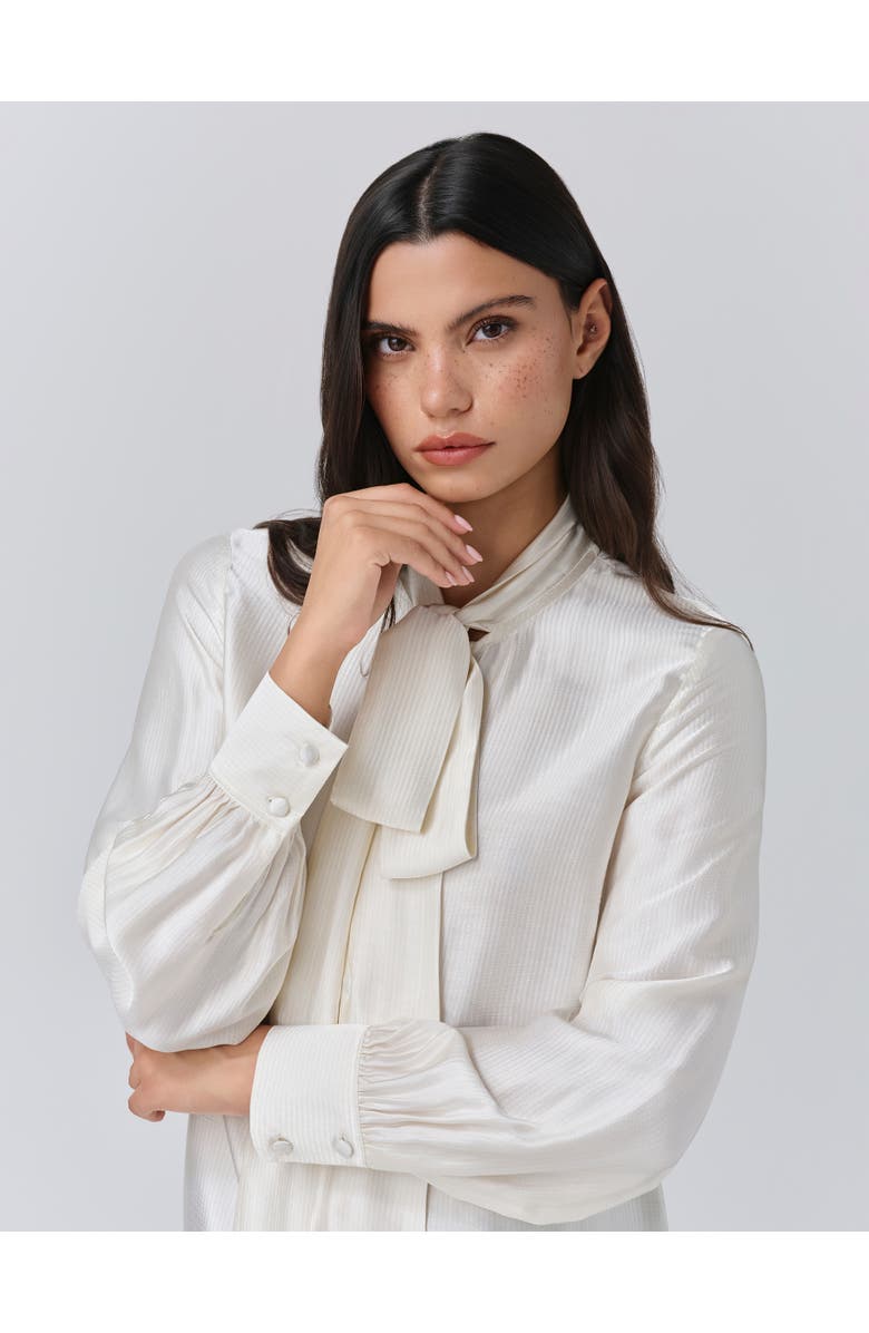 Ghost London Anna Satin Tie Neck Blouse, Alternate, color, Ivory