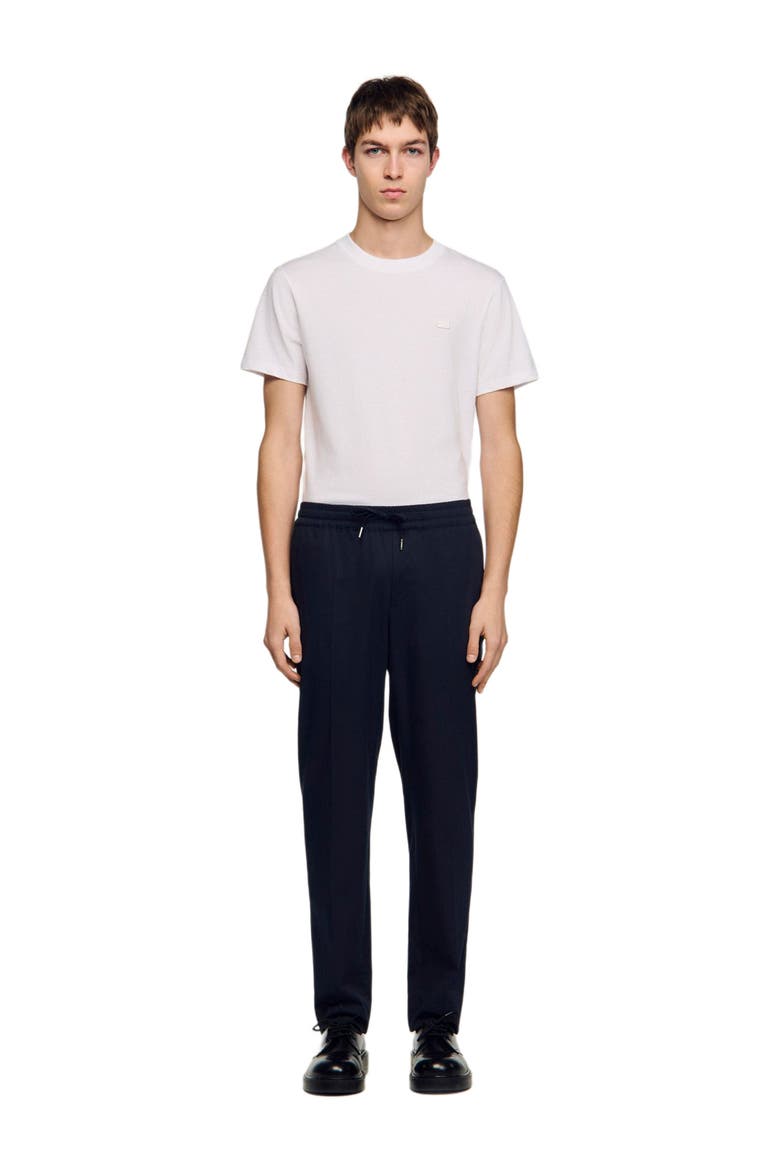 Elasticated straight-leg trousers, Alternate, color, Midnight blue