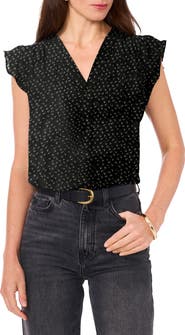 Chaus Flutter Sleeve V-Neck Blouse