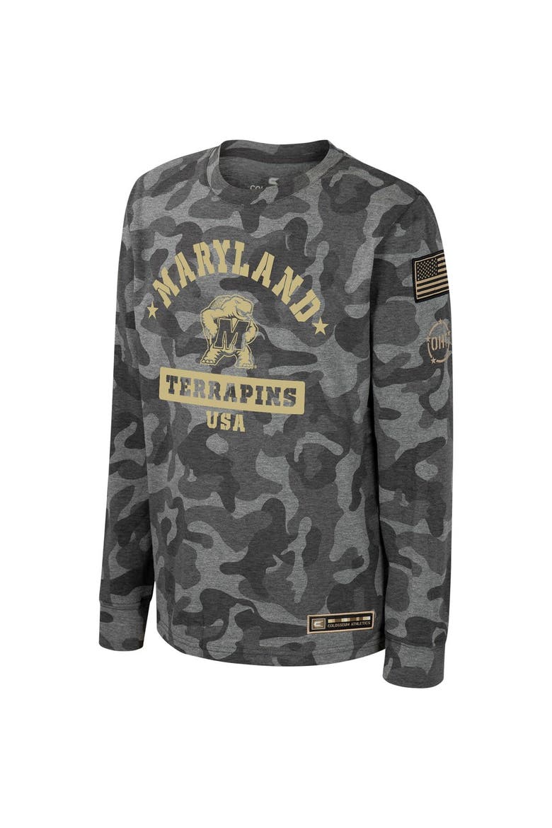 Youth Colosseum Camo Maryland Terrapins OHT Military Appreciation Dark Star Long Sleeve T-Shirt, Alternate, color, Camo