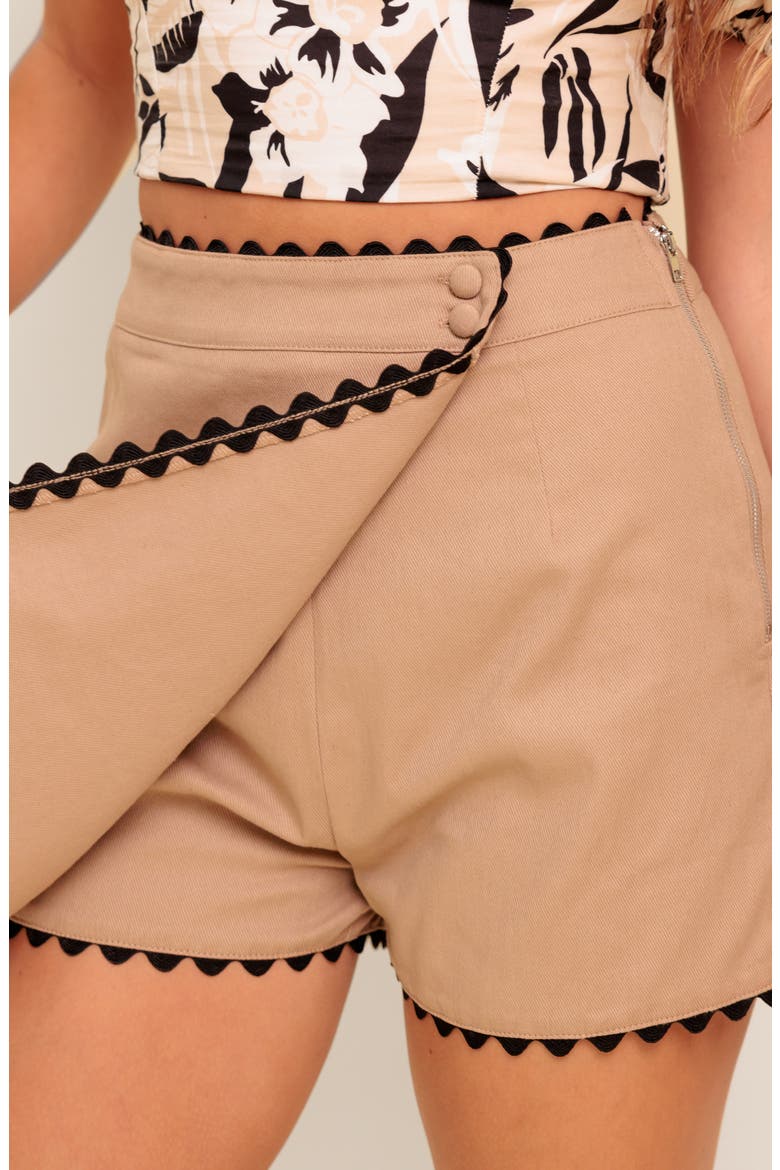 Scallop Trim Skirt, Alternate, color, TAUPE BLACK
