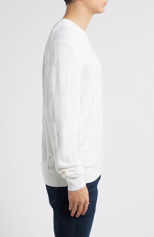 Bugatchi Jacquard Check Merino Wool Sweater In Chalk