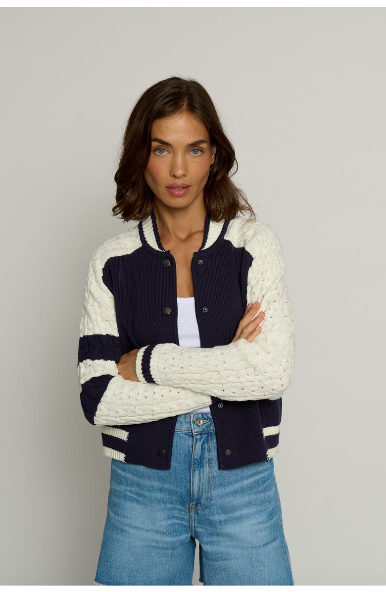 Central Park West CABLE SLEEVE KNIT BOMBER, Main, color, 