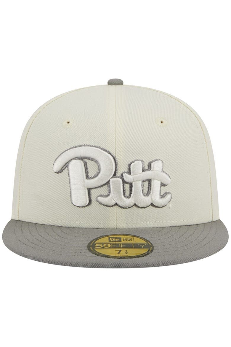 Men's New Era Stone/Gray Pitt Panthers Chrome & Concrete 59FIFTY Fitted Hat, Alternate, color, Cream