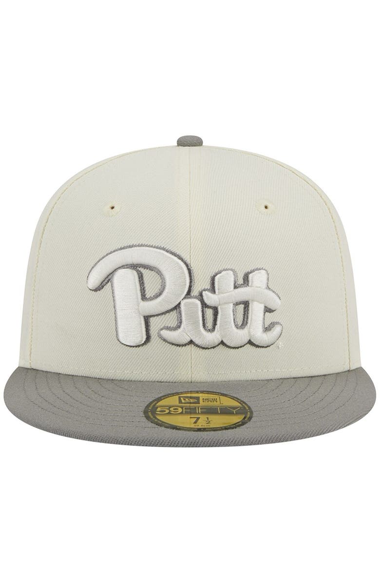 New Era Men's New Era Stone/Gray Pitt Panthers Chrome & Concrete 59FIFTY Fitted Hat, Alternate, color, Cream