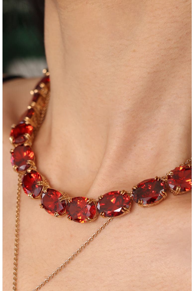 Cherry Glow Necklace, Alternate, color, Red & Gold