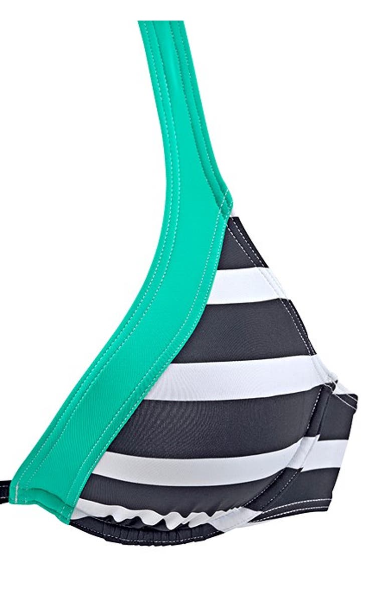 LASCANA Striped Underwire Bikini Top Size 40D, Alternate, color, Black & Mint