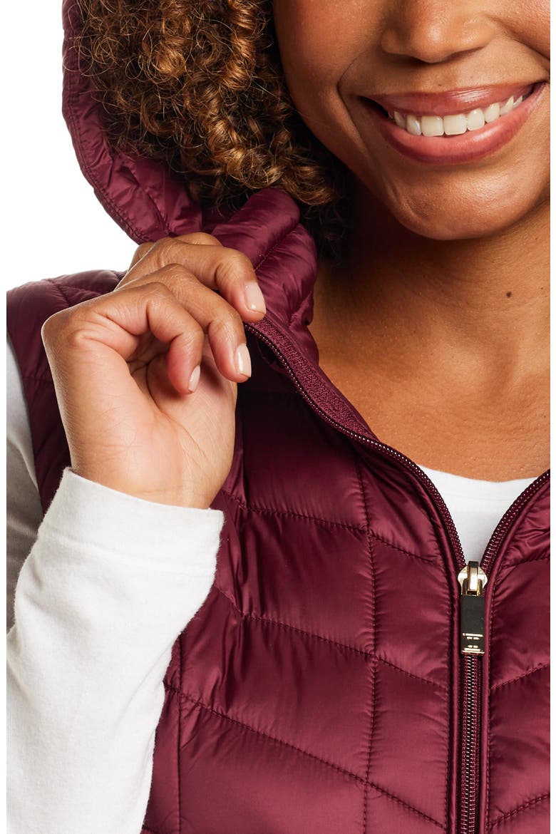 Quilted Water Resistant Vest with Removable Hood, Alternate, color, BURGUNDY