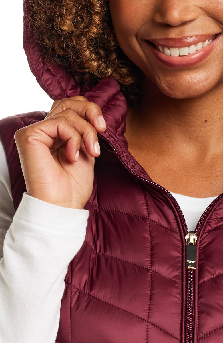 Gallery Quilted Water Resistant Vest with Removable Hood, Alternate, color, Burgundy