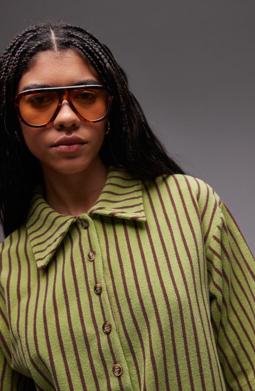 Topshop Stripe Boxy Terry Polo