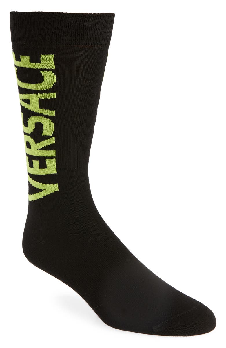 Versace Logo Crew Socks, Main, color, 