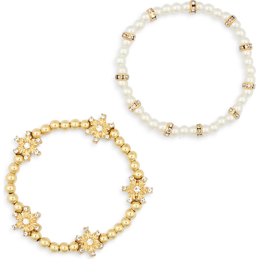 Baublebar Snowflake & Pearl Set Of 2 Bracelets In Gold