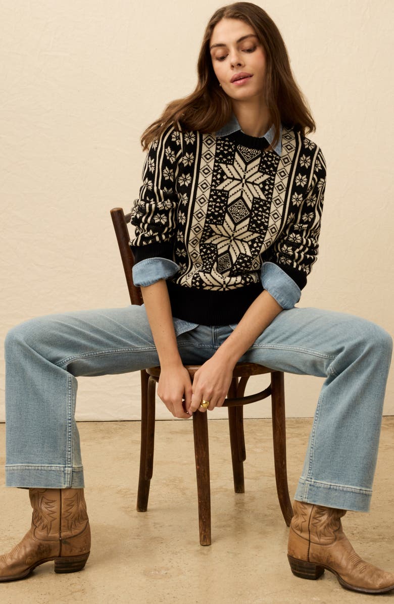 Faherty Sun Valley Fair Isle Sweater, Alternate, color, Midnight Snowflake