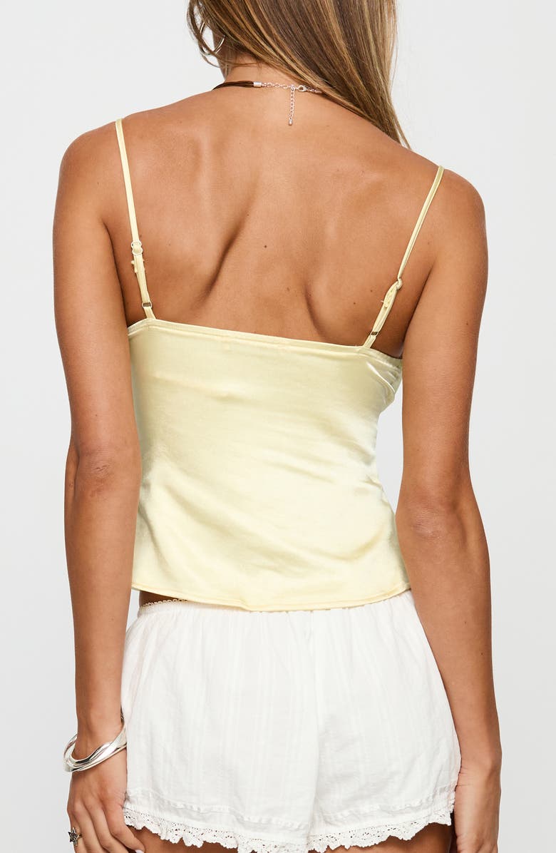 Princess Polly Aruba Embroidered Satin Camisole, Alternate, color, Lemon