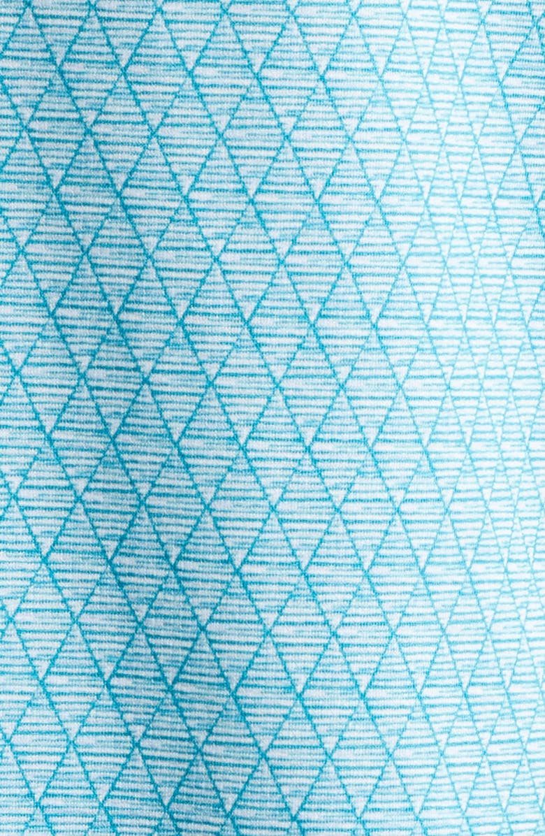 Mizzen+Main Halyard Trim Fit Geo Print Short Sleeve Button-Up Shirt, Alternate, color, Teal Diamond Mirage