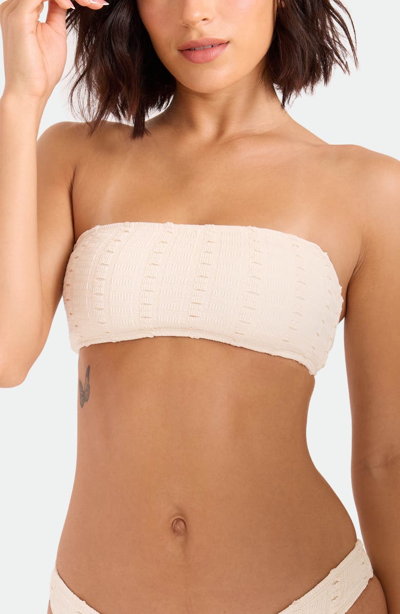 Volcom Coco Low Tide Bandeau Bikini Top, Alternate, color, White Sand