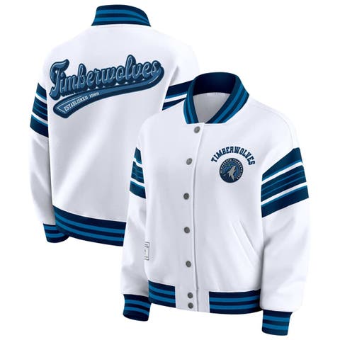 Women's WEAR by Erin Andrews  White Minnesota Timberwolves Full-Snap Fleece Sweatshirt Jacket
