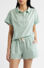 Bernardo Stripe Popover Top
