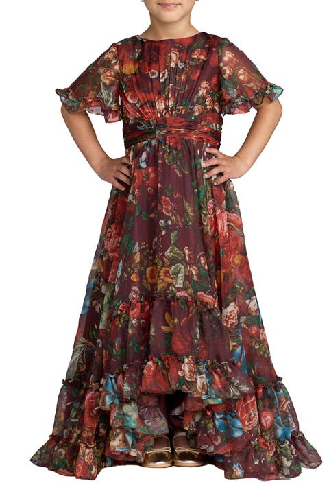 Girls High Neck Ruffle Hi Low Gown