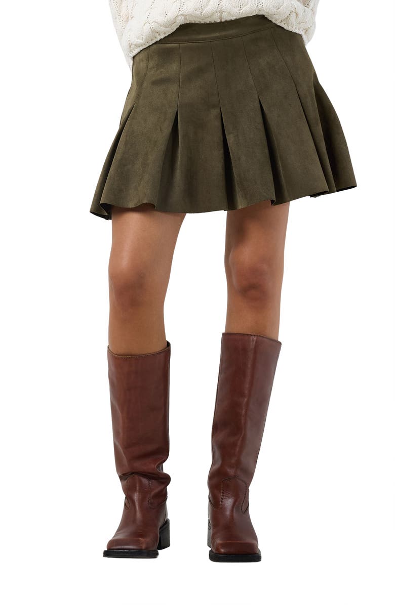 Noisy may Ekko Kenja Pleated Faux Suede Miniskirt, Main, color,