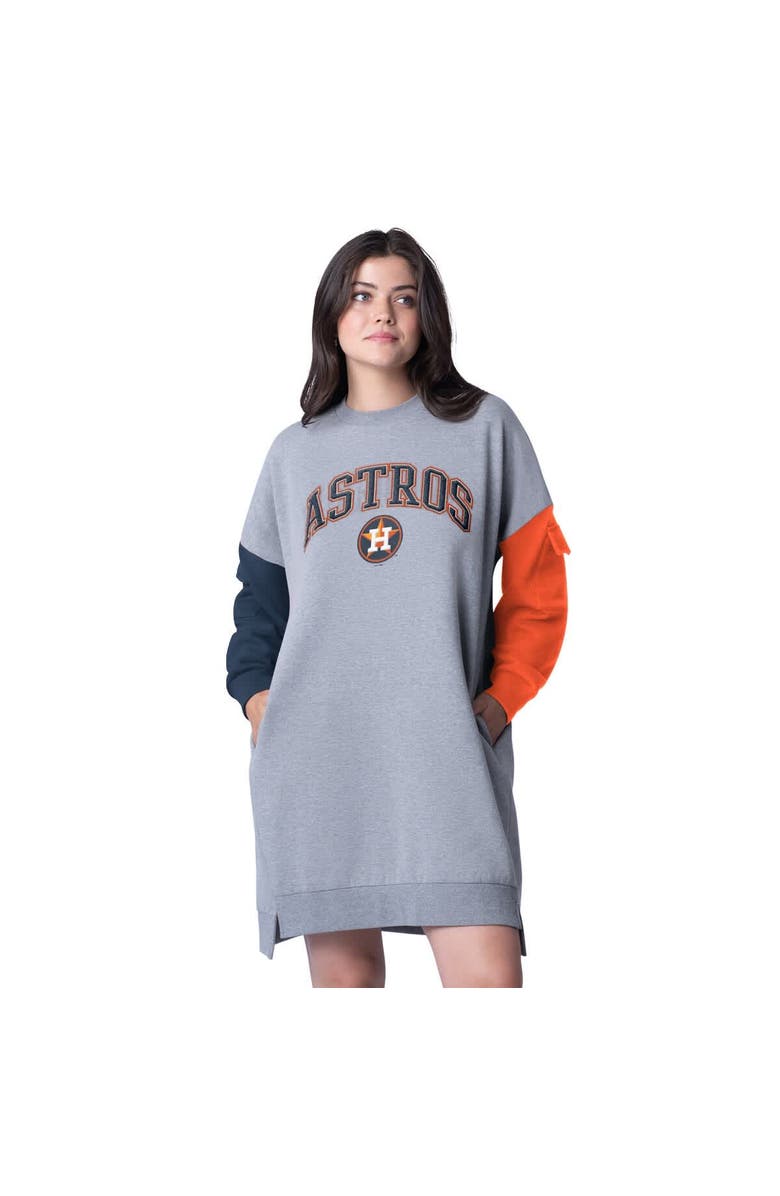 G-III 4HER BY CARL BANKS Women's G-III 4Her by Carl Banks Heather Gray Houston Astros Free Ball Long Sleeve Sneaker Dress, Alternate, color, Heather Gray