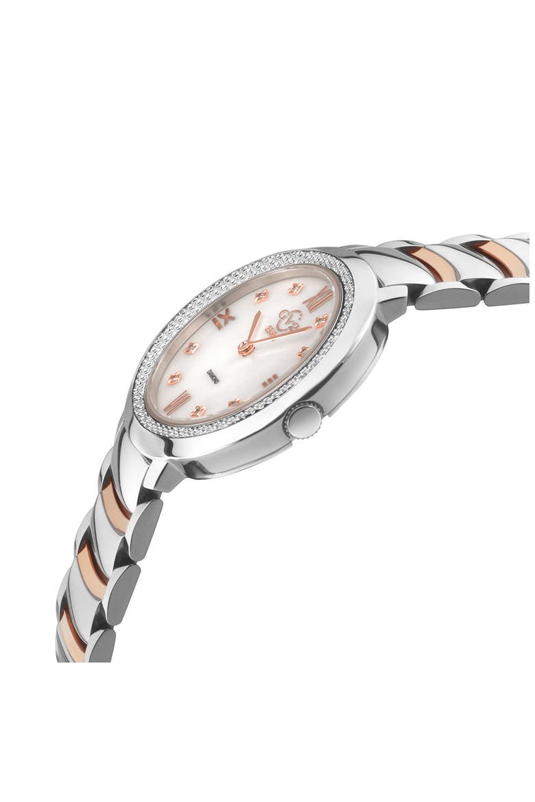 Amalfi Mother-of-Pearl Swiss Diamond Watch, 34mm - 0.04ct., Alternate, color, SILVER/ ROSE GOLD