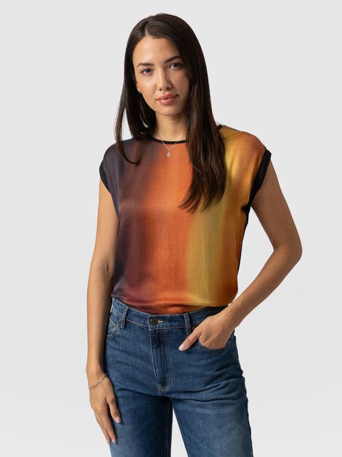 Saint + Sofia Turn Up Contrast Tee In Orange