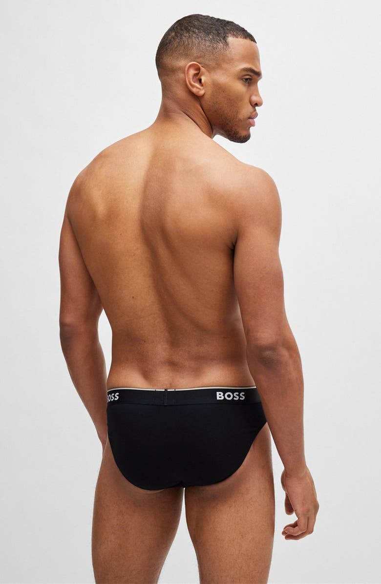 BOSS 3-Pack Power Stretch Cotton Briefs, Alternate, color, Black
