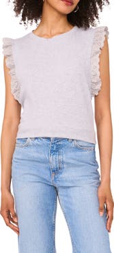 Two by Vince Camuto Ruffle Eyelet Tank Top