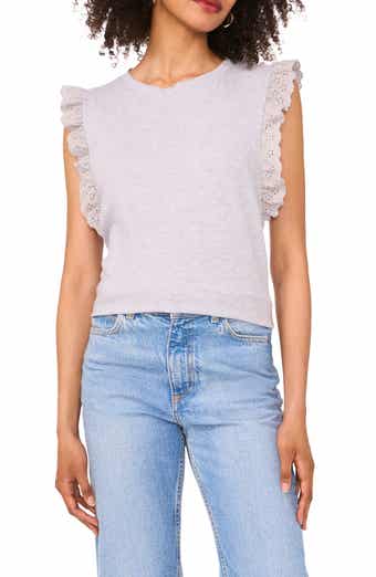 Two by Vince Camuto Ruffle Eyelet Tank Top