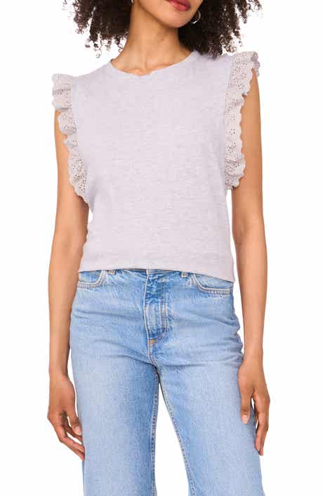 Two by Vince Camuto Ruffle Eyelet Tank Top
