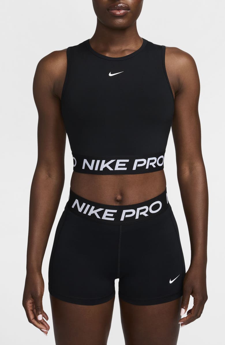 Nike Pro Dri-FIT Crop Tank Top, Main, color, 010 010 Black/White