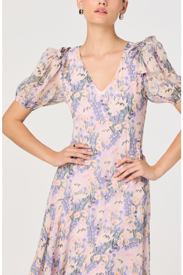 Jessenia Puff Sleeve Dress, Alternate, color, LILAC FLORAL