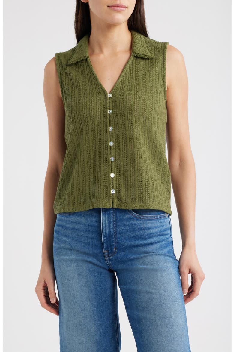 Knit V-Neck Sweater Vest, Main, color, LAUREL GREEN