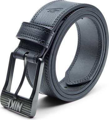 Raised Logo Buckle Faux Leather Belt