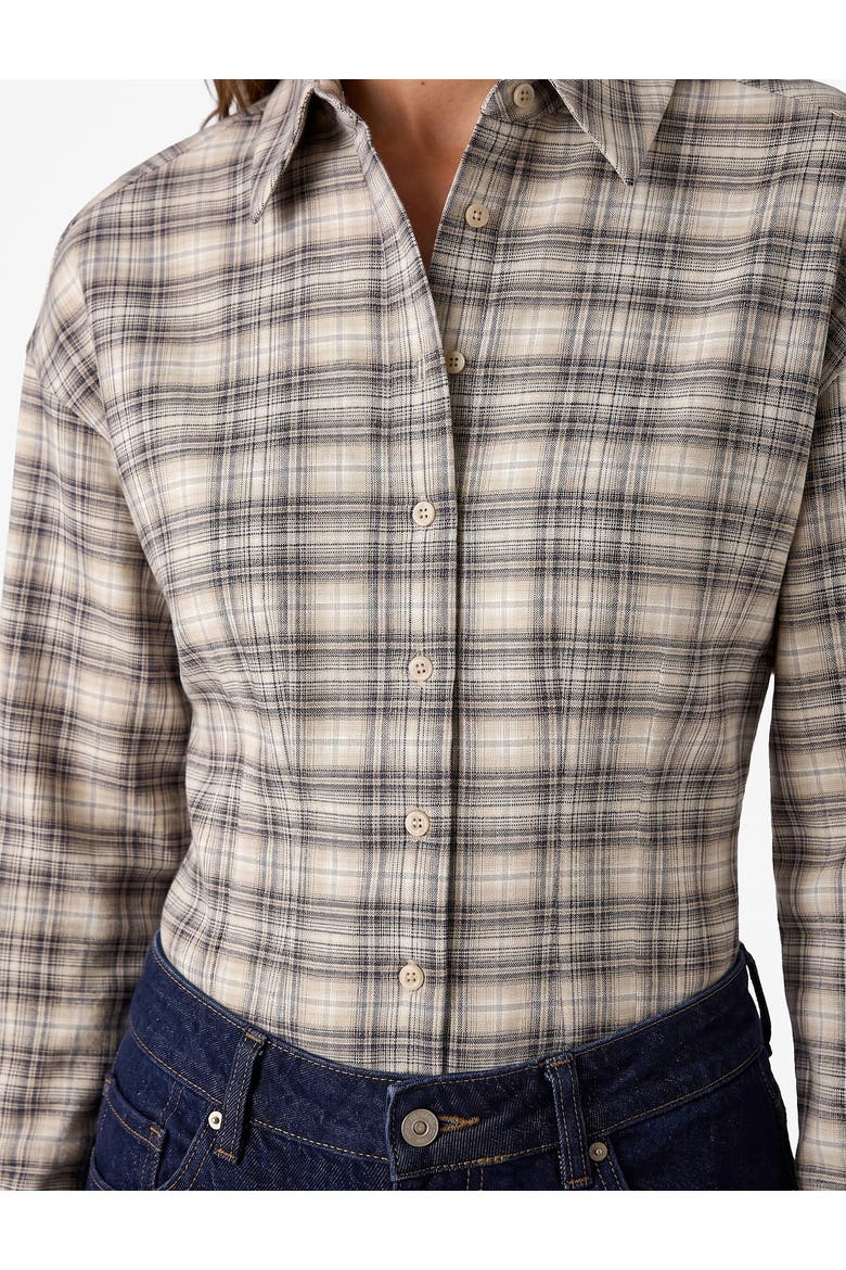 Long Sleeve Pointed Collar Plaid Shirt, Alternate, color, GREEN CHECK