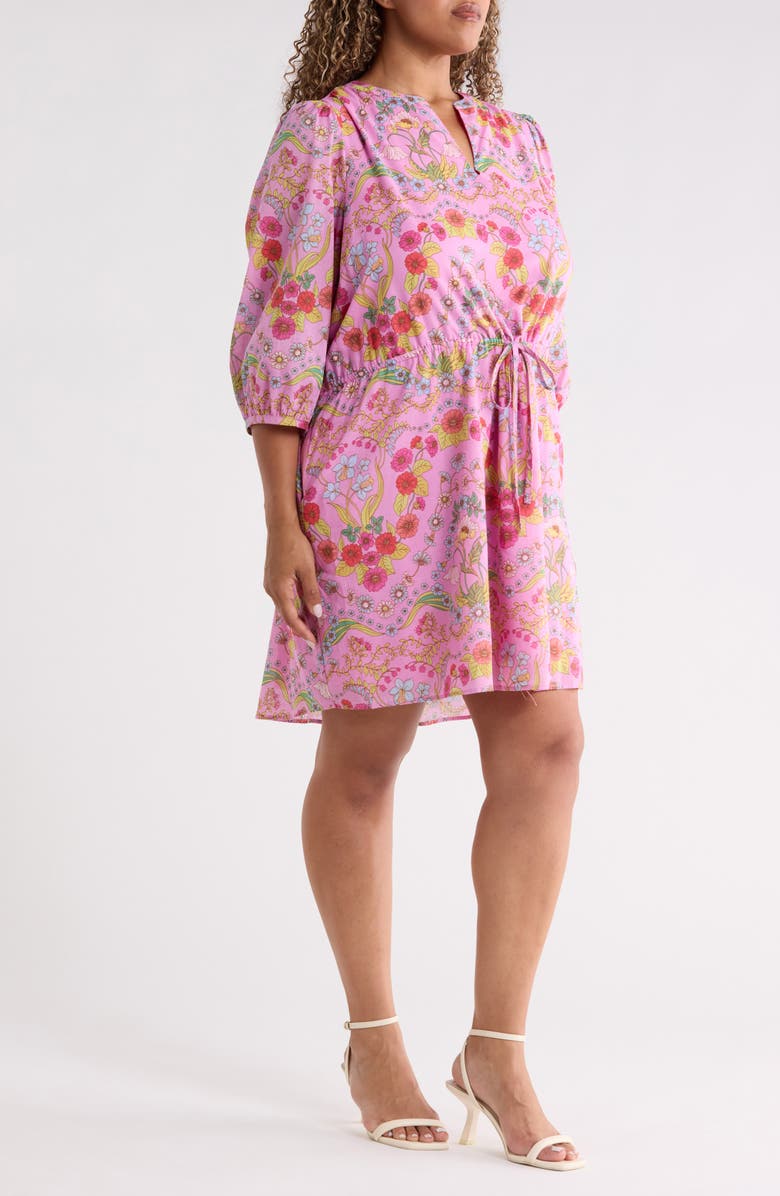SUGARLIPS Ramsie Floral Print Minidress, Alternate, color, Cream-Pink-Mul
