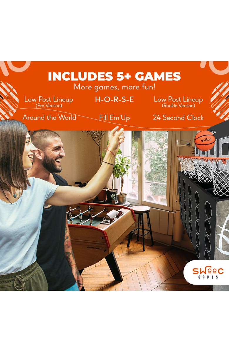 Swooc Games Low Post Lineup | Wall Mounted Basketball 4 In A Row, Alternate, color, Black