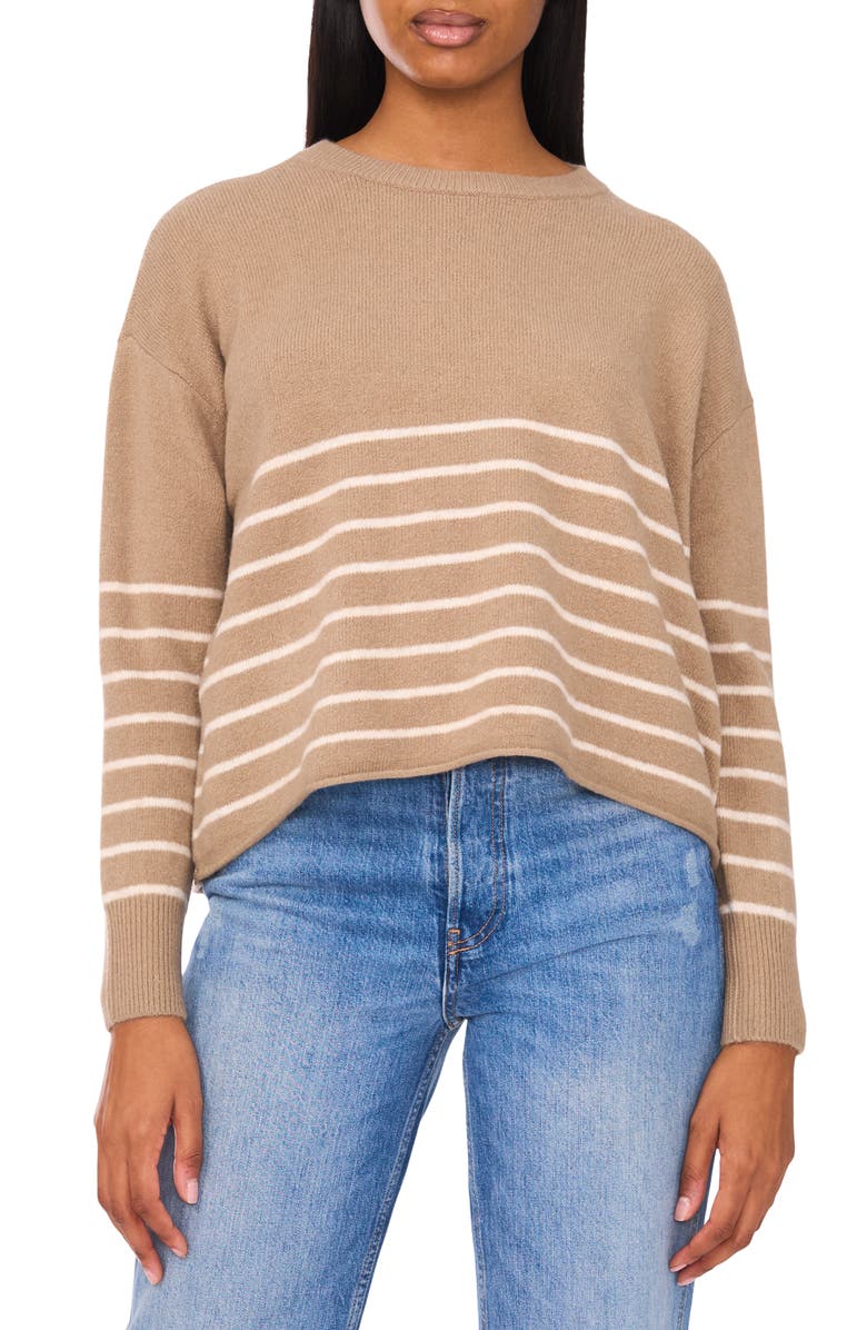 CeCe Stripe Sweater, Main, color, Dusty Taupe