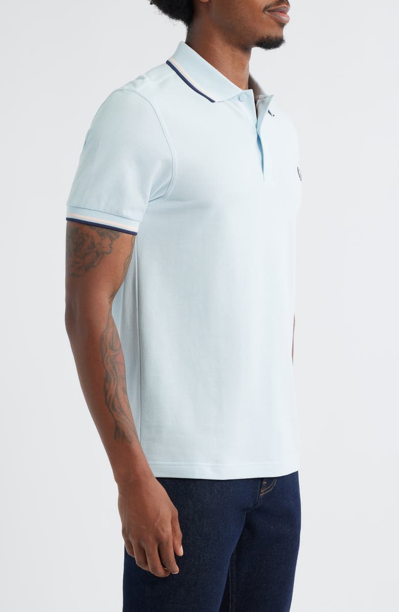 Fred Perry Extra Trim Fit Twin Tipped Piqué Polo, Alternate, color, Light Ice/Silky Peach/Blue