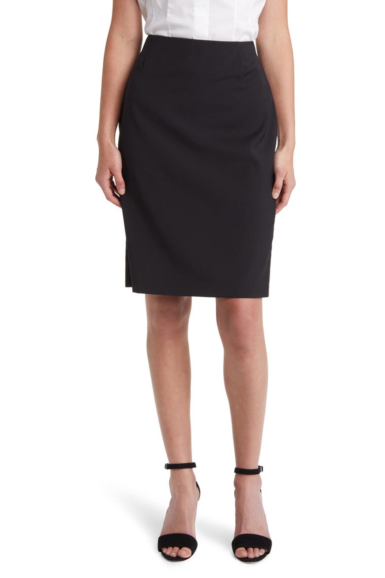 VIileah Virgin Wool Pencil Skirt, Main, color, BLK