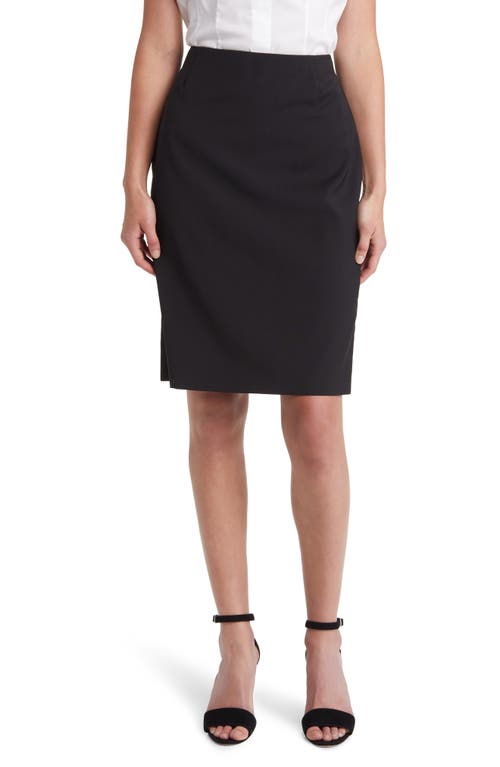 Hugo Boss Slim-fit Pencil Skirt In Virgin Wool In Black