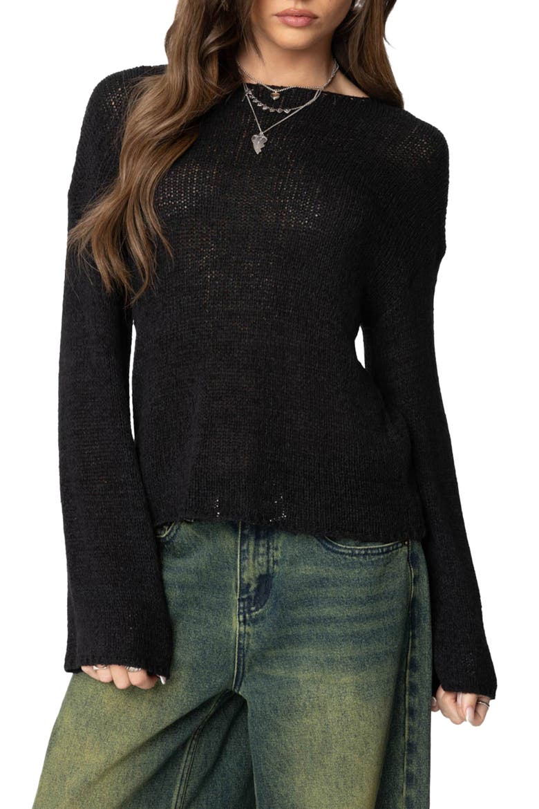 Relaxed Lightweight Sweater, Main, color, BLACK