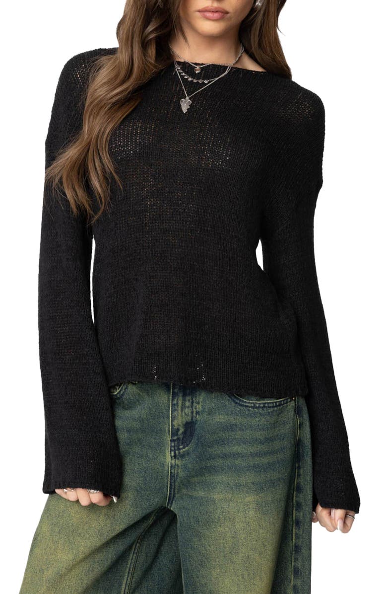 EDIKTED Relaxed Lightweight Sweater, Main, color, Black