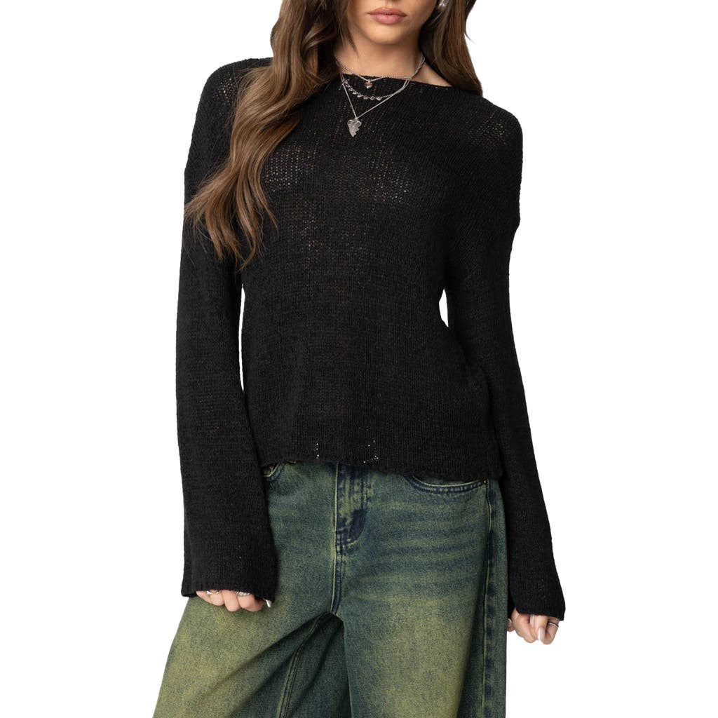 Edikted Drop Shoulder Light Knit Sweater In Black