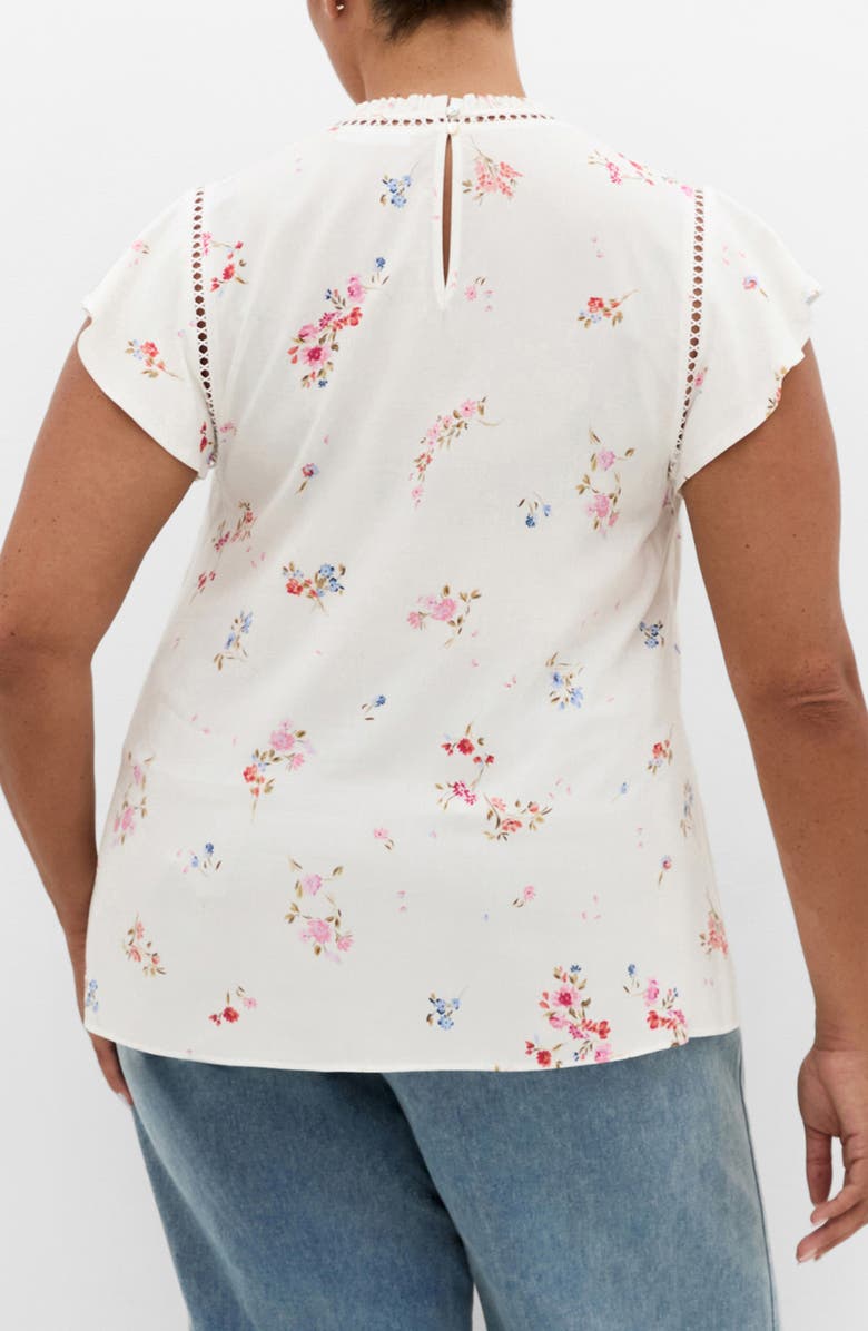 City Chic Fleur Print Woven Shirt, Alternate, color, Ivory Petal