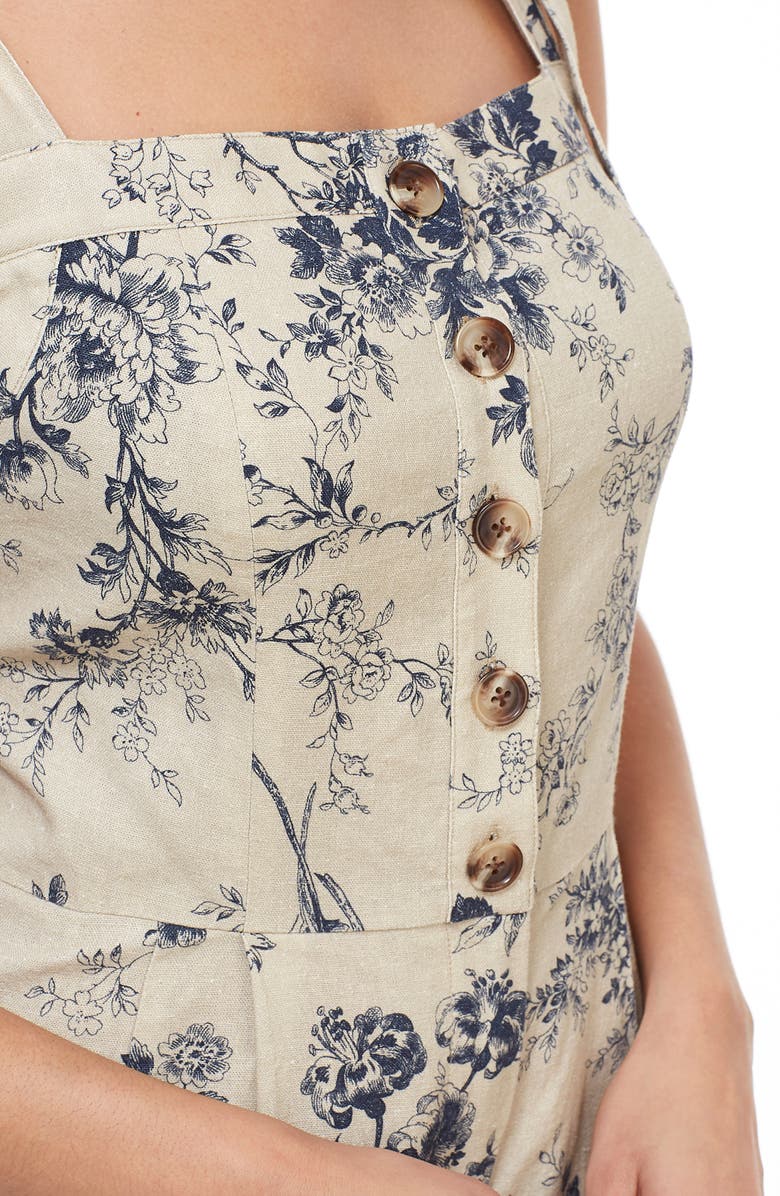 Gal Meets Glam Collection Magnolia Smocked Back Linen Blend Jumpsuit, Alternate, color, 